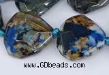 CAA1136 18*20mm - 25*35mm faceted freeform dragon veins agate beads