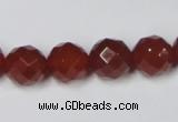 CAA119 15.5 inches 12mm faceted round red agate gemstone beads