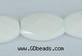 CAA12 15.5 inches 20*30mm faceted oval white agate gemstone beads