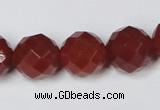 CAA120 15.5 inches 14mm faceted round red agate gemstone beads