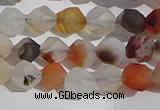 CAA1230 15.5 inches 6mm faceted nuggets matte dendritic agate beads