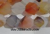 CAA1232 15.5 inches 10mm faceted nuggets matte dendritic agate beads