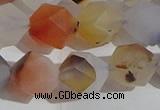 CAA1233 15.5 inches 12mm faceted nuggets matte dendritic agate beads