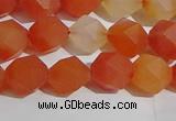 CAA1237 15.5 inches 8mm faceted nuggets matte red agate beads