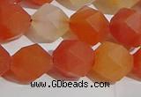 CAA1239 15.5 inches 12mm faceted nuggets matte red agate beads