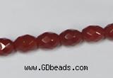 CAA125 15.5 inches 8*10mm faceted rice red agate gemstone beads