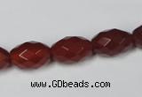 CAA126 15.5 inches 10*14mm faceted rice red agate gemstone beads