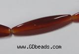 CAA128 15.5 inches 10*40mm rice red agate gemstone beads