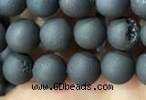 CAA1280 15.5 inches 6mm round matte plated druzy agate beads