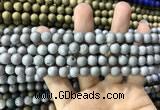 CAA1290 15.5 inches 8mm round matte plated druzy agate beads