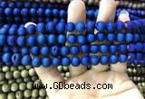 CAA1299 15.5 inches 8mm round matte plated druzy agate beads