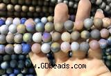 CAA1321 15.5 inches 10mm round matte plated druzy agate beads