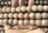 CAA1372 15.5 inches 16mm round matte plated druzy agate beads