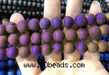 CAA1374 15.5 inches 16mm round matte plated druzy agate beads