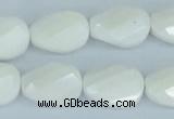 CAA14 15.5 inches 13*18mm faceted & twisted oval white agate beads