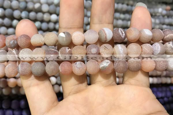 CAA1403 15.5 inches 8mm round matte druzy agate beads