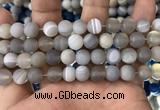 CAA1473 15.5 inches 12mm round matte banded agate beads wholesale