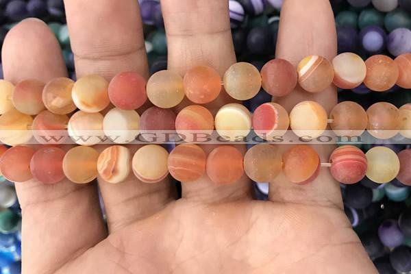 CAA1493 15.5 inches 12mm round matte banded agate beads wholesale