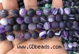 CAA1498 15.5 inches 12mm round matte banded agate beads wholesale