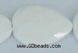 CAA15 15.5 inches 30*40mm faceted flat teardrop white agate beads