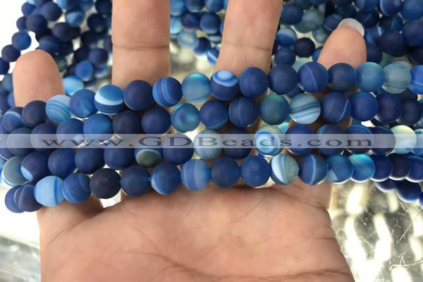 CAA1505 15.5 inches 6mm round matte banded agate beads wholesale