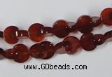 CAA151 15.5 inches 8*8mm curved moon red agate gemstone beads