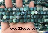 CAA1511 15.5 inches 8mm round matte banded agate beads wholesale