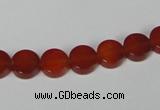 CAA154 15.5 inches 8mm coin red agate gemstone beads