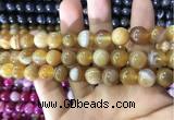 CAA1552 15.5 inches 12mm round banded agate beads wholesale