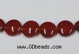 CAA156 15.5 inches 10mm flat round red agate gemstone beads