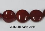 CAA157 15.5 inches 15mm flat round red agate gemstone beads