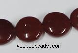 CAA158 15.5 inches 18mm flat round red agate gemstone beads