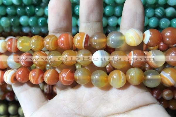 CAA1612 15.5 inches 12mm round banded agate beads wholesale