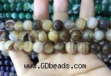 CAA1618 15.5 inches 12mm round banded agate beads wholesale