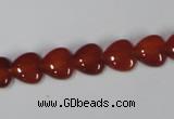 CAA163 15.5 inches 10*10mm heart red agate gemstone beads