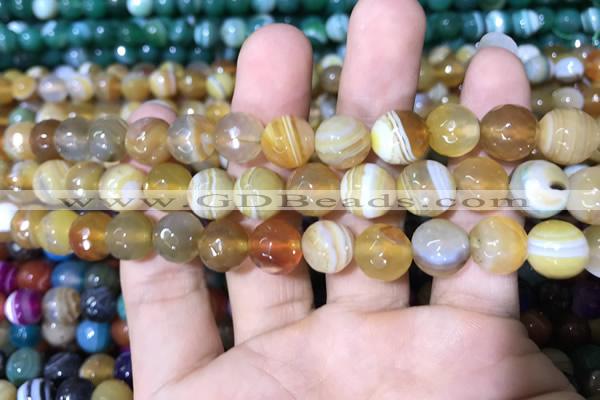 CAA1647 15.5 inches 10mm faceted round banded agate beads