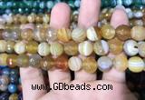 CAA1648 15.5 inches 12mm faceted round banded agate beads