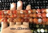 CAA1662 15.5 inches 10mm faceted round banded agate beads