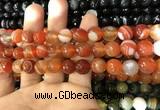 CAA1663 15.5 inches 12mm faceted round banded agate beads