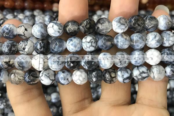 CAA1726 15 inches 10mm faceted round fire crackle agate beads