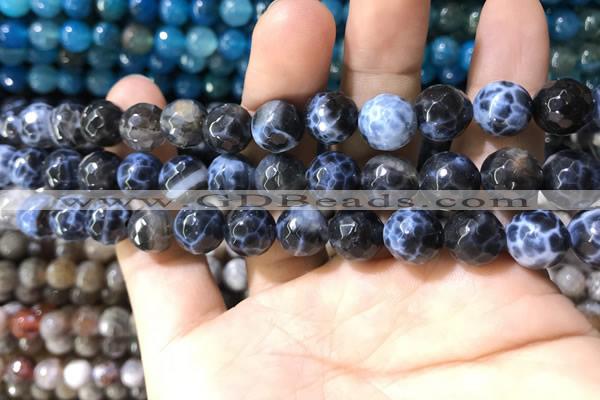 CAA1728 15 inches 10mm faceted round fire crackle agate beads