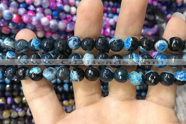 CAA1764 15 inches 8mm faceted round fire crackle agate beads