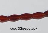 CAA177 15.5 inches 7*12mm hexagon red agate gemstone beads