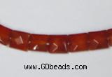 CAA179 15.5 inches 8*8mm faceted square red agate gemstone beads