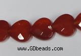 CAA180 15.5 inches 14*14mm faceted heart red agate gemstone beads