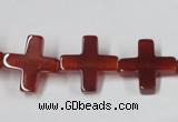 CAA182 15.5 inches 16*16mm cross red agate gemstone beads