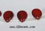 CAA186 Top-drilled 12*16mm flat teardrop red agate gemstone beads