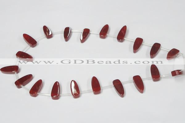 CAA187 15.5 inches 8*19mm freeform red agate gemstone beads