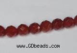 CAA200 15.5 inches 6mm faceted round red agate gemstone beads