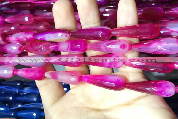 CAA2097 15.5 inches 10*30mm faceted teardrop agate beads